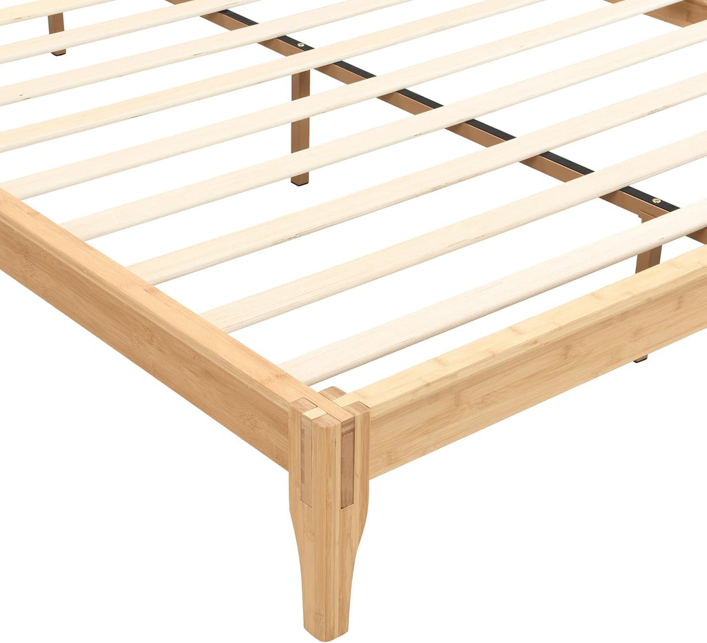 Full Size Bamboo Japanese Joinery Bed Frame, Tools Free, Natural