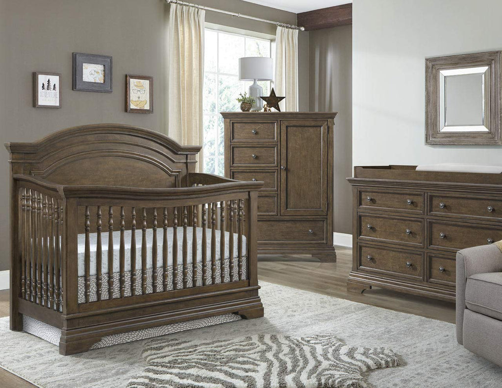 Design Olivia Arch Paneled 4 in 1 Convertible Crib, Brushed Rosewood