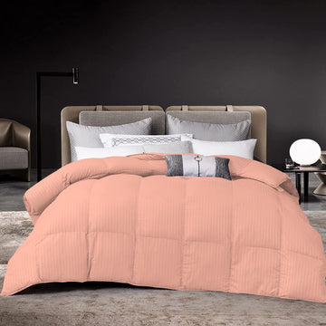 Luxurious 1000 Thread Count 5 Piece Comforter Set, 100% Egyptian Cotton Cover, Damask Stripe, 500 GSM Filling