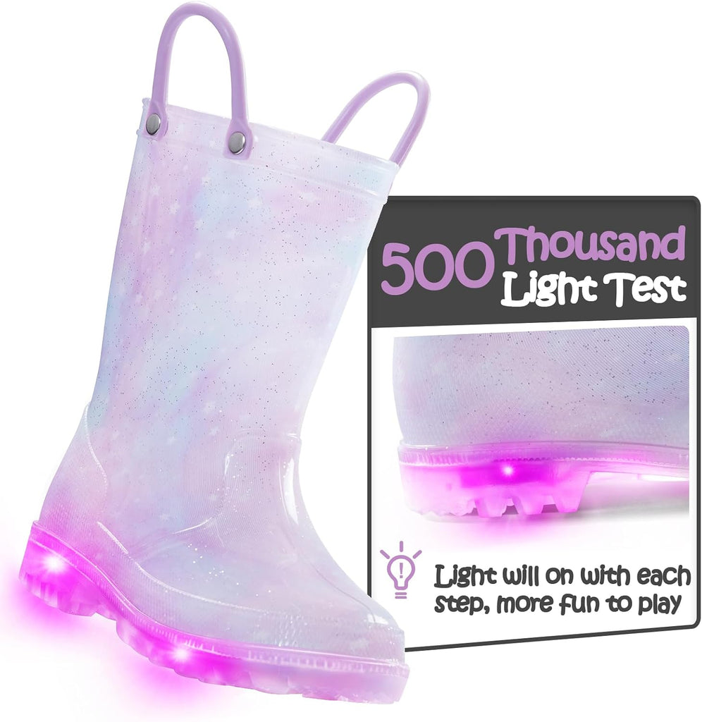 Toddler Light Up Rain Boots for Girls Boys Waterproof Rain Boots