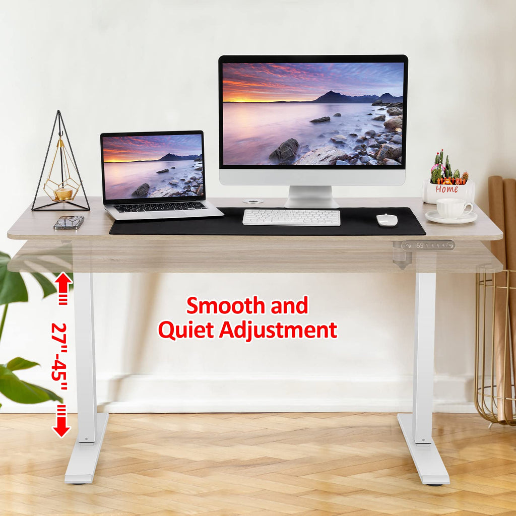 48 x 24 inch Standing Desk Electric Adjustable Height with Power Outlets, Stand up Desk with Wheels, Preset Heights
