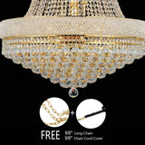 18-Lights 3 Layers Large Golden Classic Empire Style K9 Crystal Ball Chandelier Decorative Light Fixture for High Ceiling Living Room Foyer Stair Entryway (D27.6 * H59 inches) A108-B0DB7D9ZJC