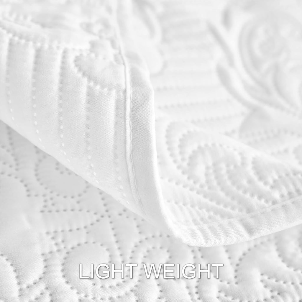 White Quilt California King - Ultrasonic Summer Bedspread California King, Soft Lightweight Coverlet Bedding Set, 3