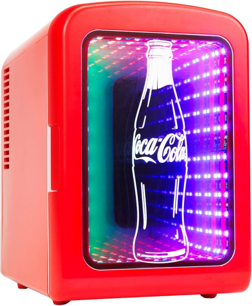 4L / 6-Can Mini Fridge with Multi-Color LED Light - Portable Thermoelectric 12V DC/110V AC Quiet Cooler/Warmer for