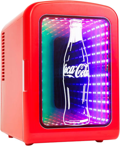 4L / 6-Can Mini Fridge with Multi-Color LED Light - Portable Thermoelectric 12V DC/110V AC Quiet Cooler/Warmer for