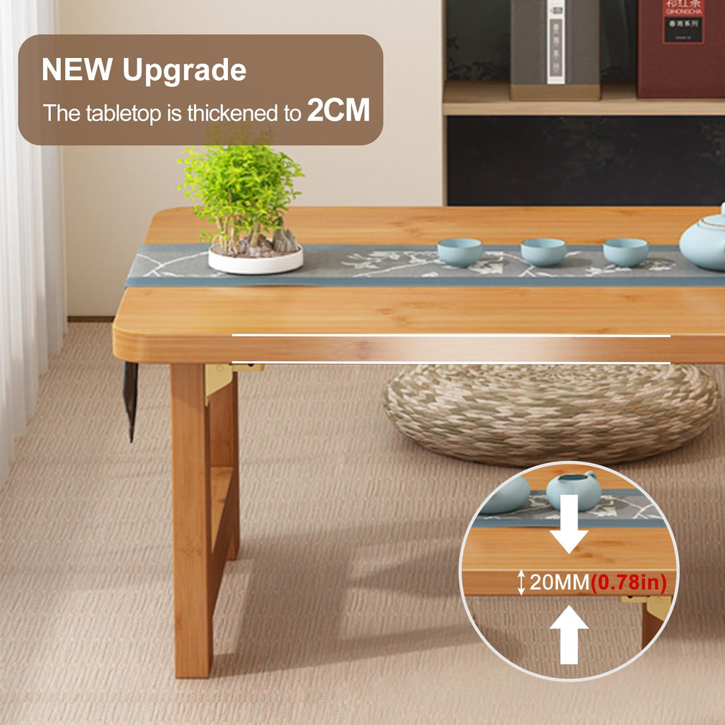 Japanese Floor Sitting Table, Folding Wood Tea Table Chabudai Japanese Coffee Table Low Table Home Tatami Office (B
