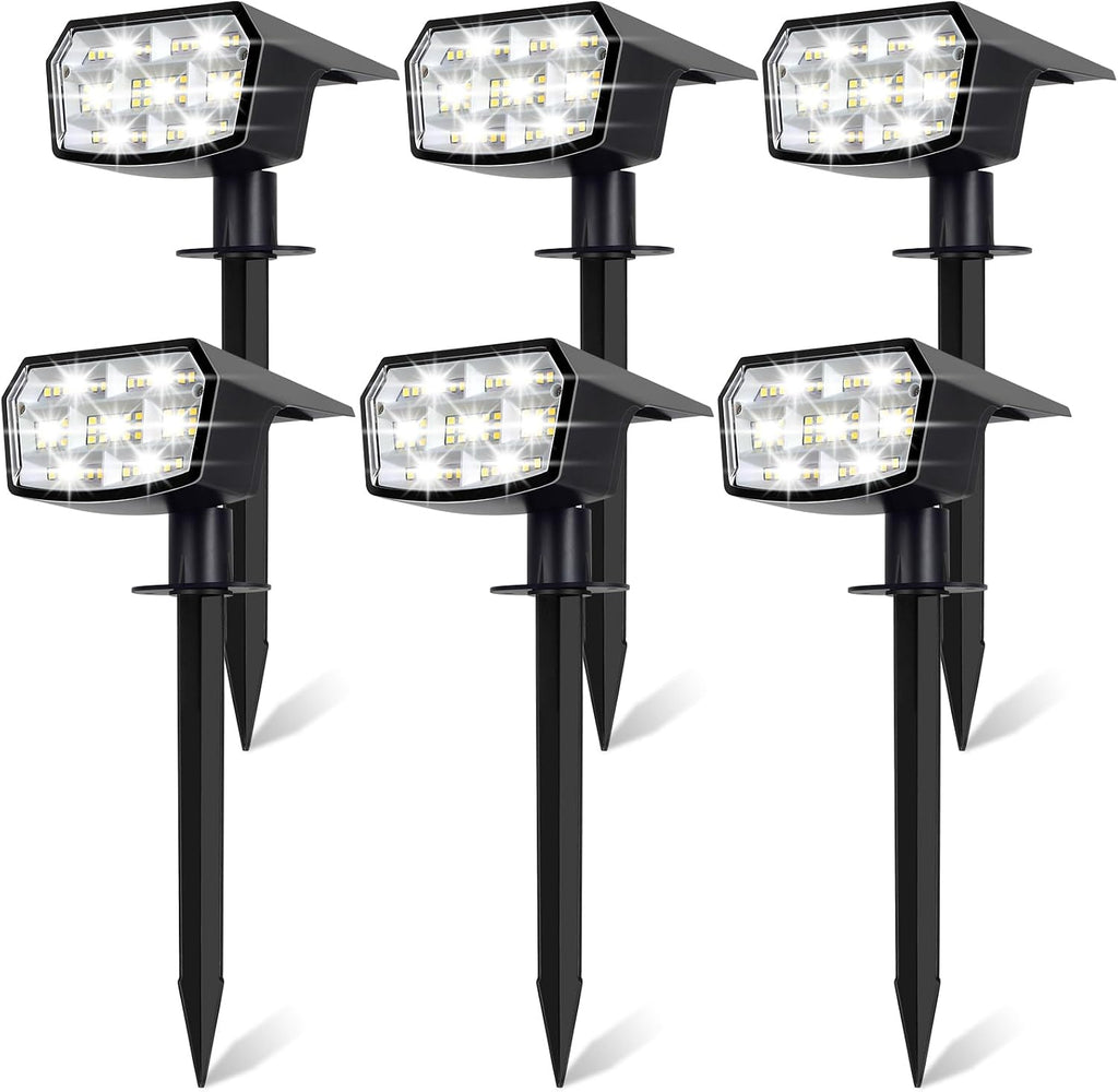 6-Pack Solar Spot Lights Outdoor Waterproof, Landscape Spotlight Cool White | 59 LED, 3 Lighting Modes, IP65