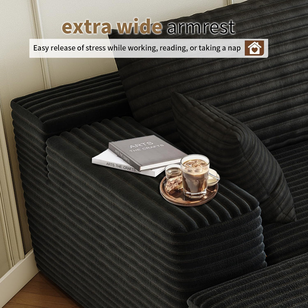 168.5" Modular Sectional Sofa, Oversized U-Shaped Minimalist Couches with 3 Middle Seats Chaise, Modern Deep Seat