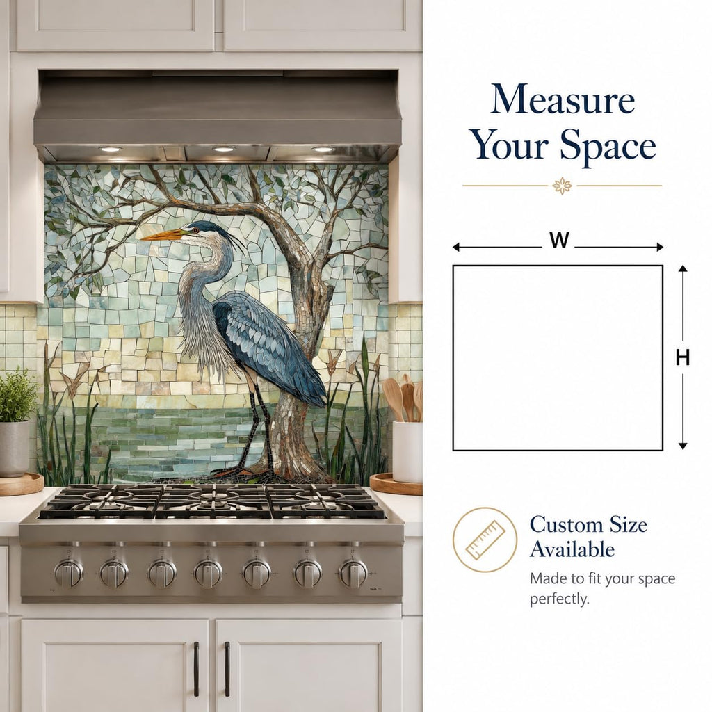 Heron Glass Backsplash, Tempered Glass Backsplash, Glass Backsplash Wall, Kitchen Backsplash, Easy to Install Stove