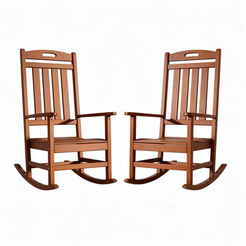 Outdoor Rocking Chair Set of 2, All-Weather Resistant Poly Lumber Chair