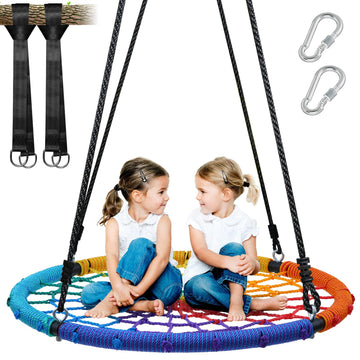40" Spider Web Saucer Tree Swing for Kids & Adults - Rainbow