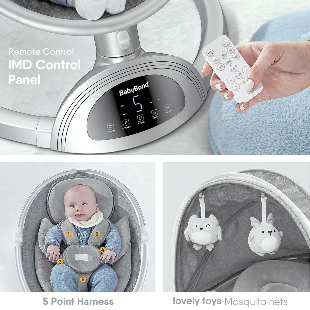 Baby Swings for Infants, Bluetooth Infant Swing with Music Speaker