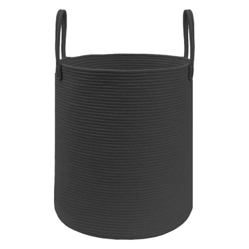 Cotton Rope Laundry Basket Hamper, Black