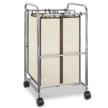 Trending 2-Bag Laundry Hamper Sorter Cart with Heavy Duty Rolling Wheels and Removable Bags, Chrome