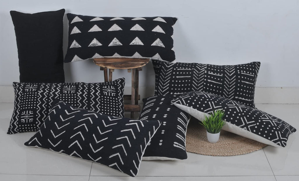 Star 14x36 Lumbar Back Rest Pillow Cover Mudcloth Cushion Cover 100% Cotton Pillow Cover Black Rustic Fall Decor