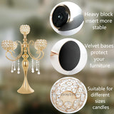 5 Arms Gold Candelabra Centerpiece 26 Inches Tall Chandelier Crystal Beaded Candle Holders for Table Centerpiece