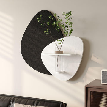 3D Textured Black and White Wall Art with Vase and Shelf, 1 Piece