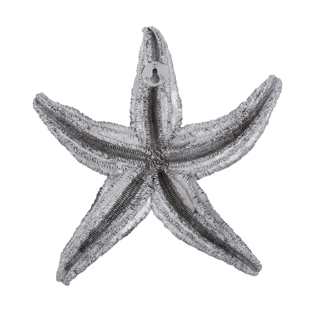 Decorative Deep Starfish Figurine Hanging Wall Art and Garden, Silver Leaf Finish Abstract Sea Animal Figure for