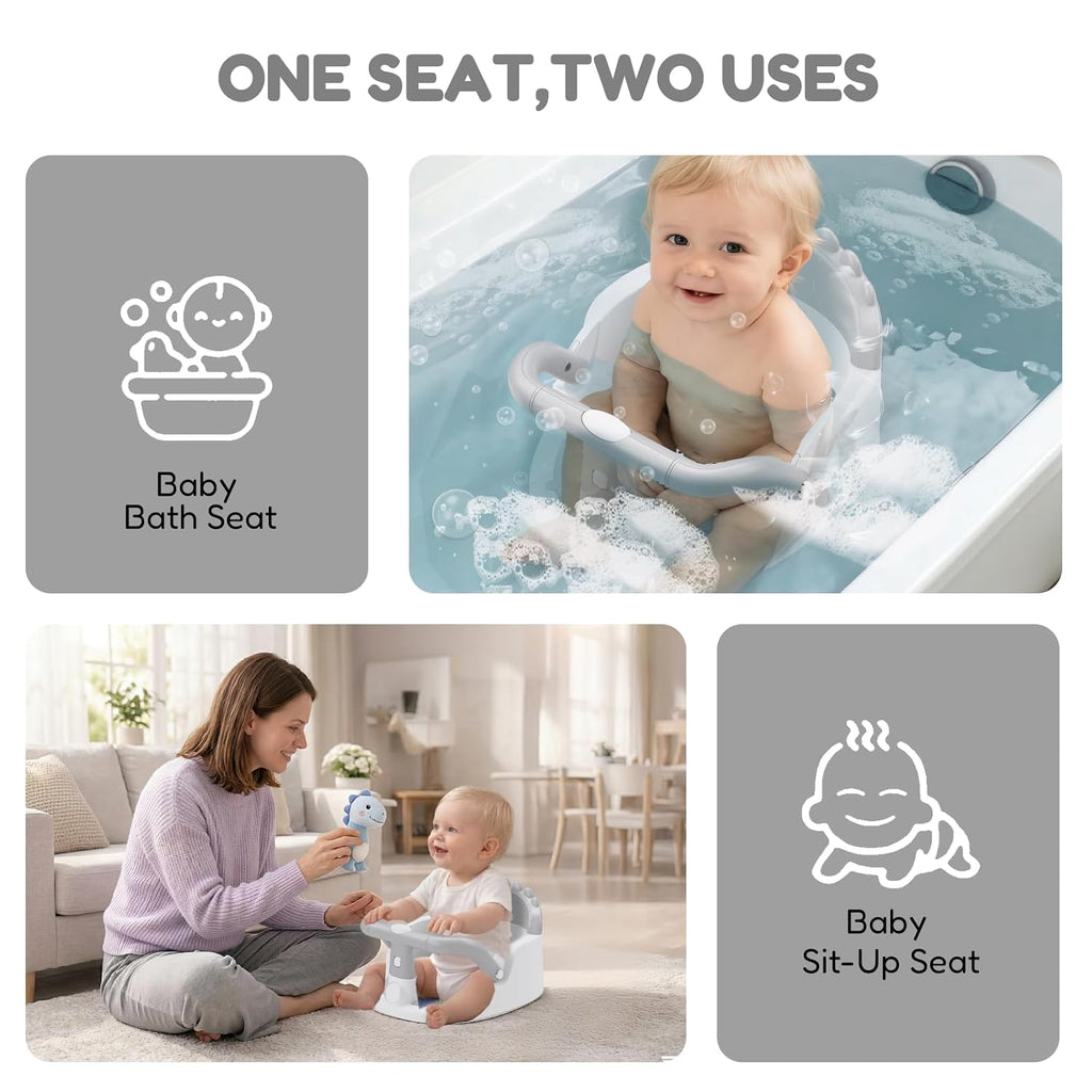 Bath Seat for Babies 6 Months & Up Sitting Up with Suction Cups, Grey