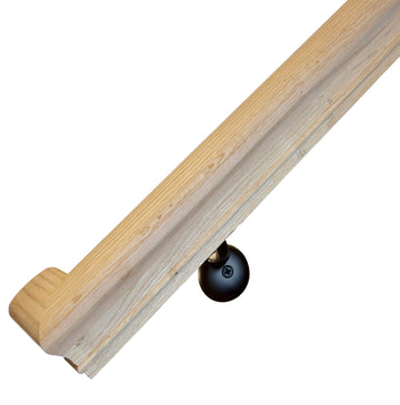 Solid Red Oak Handrail Kit with Wall Returns and Wall Mount Brackets (Matching Screws Included). 6010 Profile