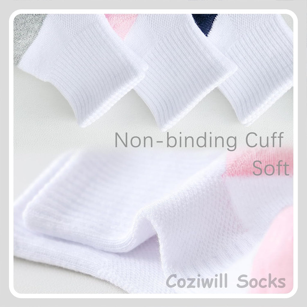 Ankle Socks Kids Cushioned Athletic Quarter Socks Boys Cotton Short Sock Sports Youth 6/12 Pairs