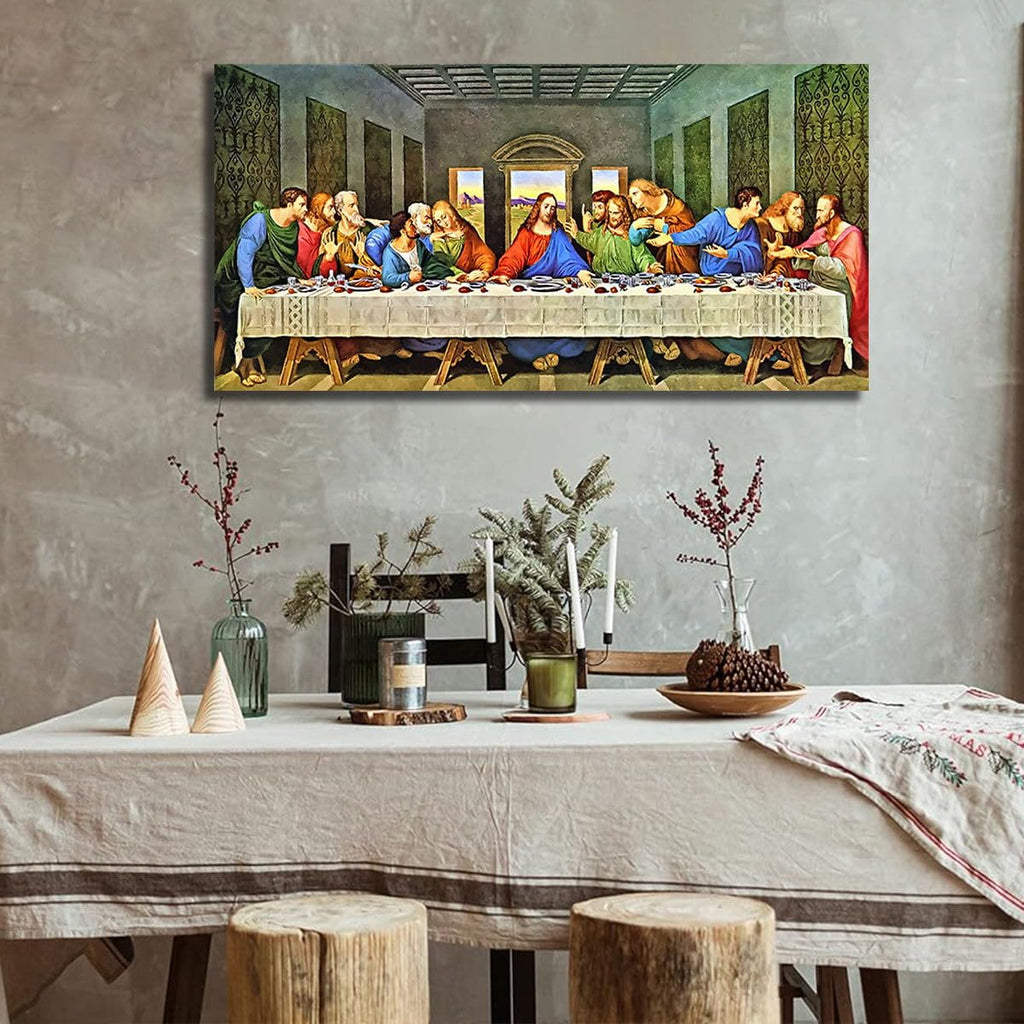 Leonardo Da Vinci Reproductions Last Supper Wall Decor Christian Canvas Art 10x20 inch