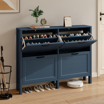 Shoe Cabinet with 2 Flip Drawers, Narrow Shoe Storage Cabinet, Freestanding Shoe Cabinet Organizer, Hidden Shoe Rack