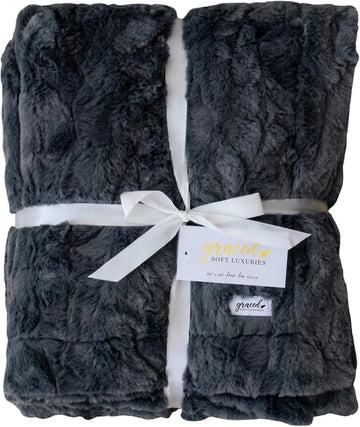 Faux Fur Throw Blanket Soft Fluffy Charcoal 60x80 | Ultra-soft faux fur throw blanket with a fluffy texture for cozy