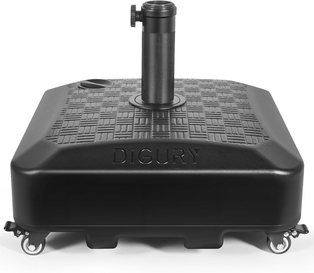 Umbrella Base Outdoor Patio Umbrella Stand with Wheels Fillable 125lb Heavy Duty Mobile Base Weighted Rolling Stand