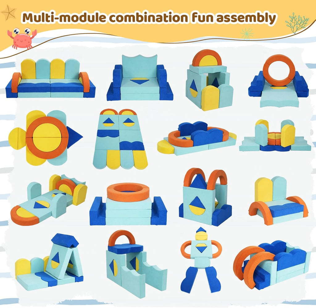Piece Modular Kids Play Couch, Convertible Toddler Playroom Sofa
