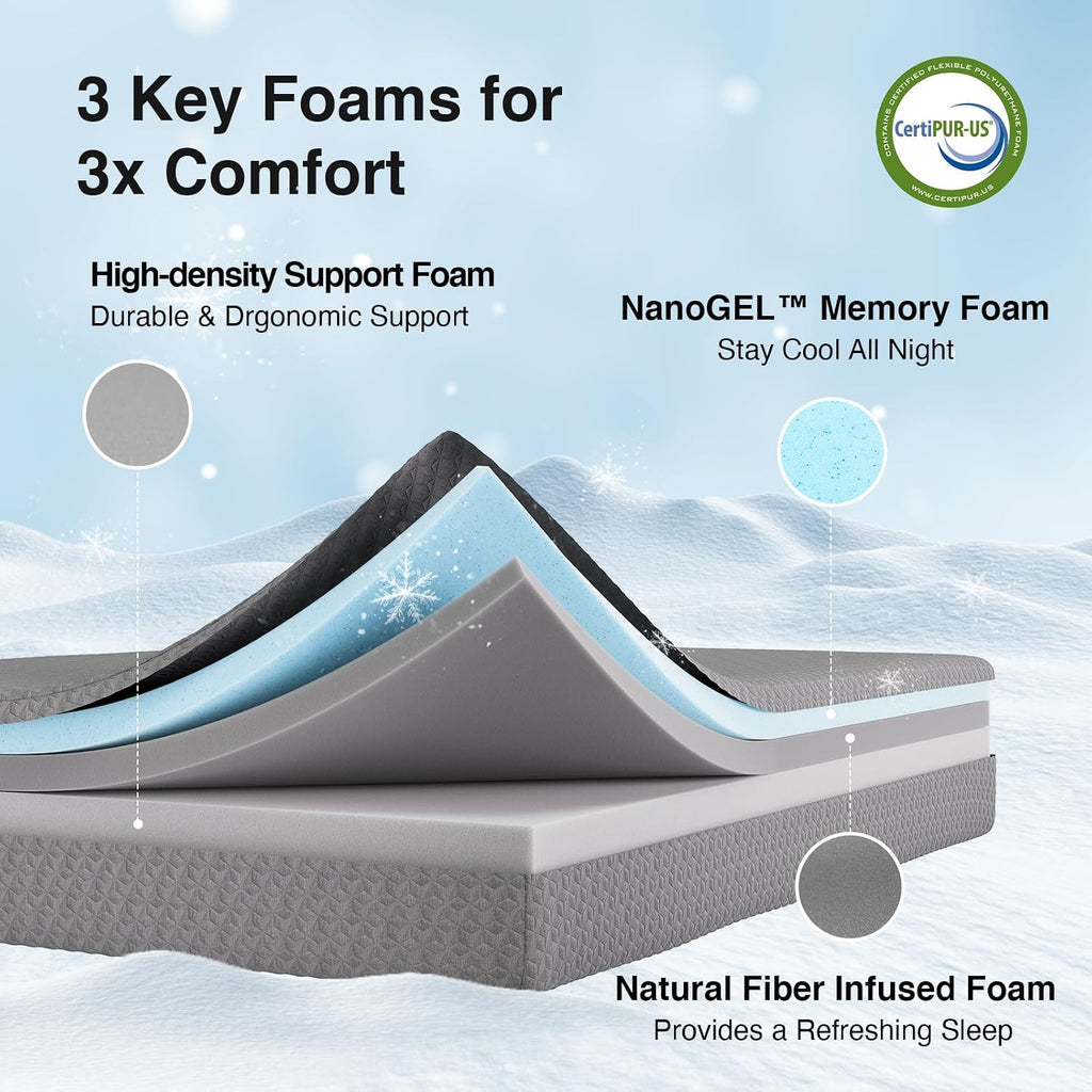 Full Size Mattress in a Box, 10 Inch Gel Memory Foam Mattress | Cool Night Sleep & Pressure Relief, Mattresses with