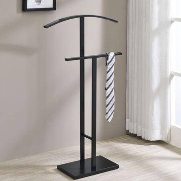 Dossi Modern Metal Suit Valet Stand, Clothes Rack Organizer with Jacket, Pants & Tie Holder, Space-Saving Garment