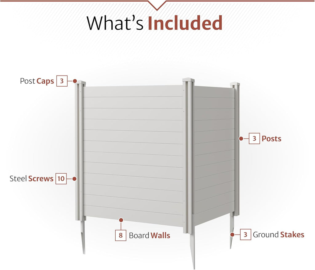 4ft H x 4ft W (2 Panels) No Dig Premium White Vinyl Privacy Screen, Outdoor Privacy Panels, Use As Air