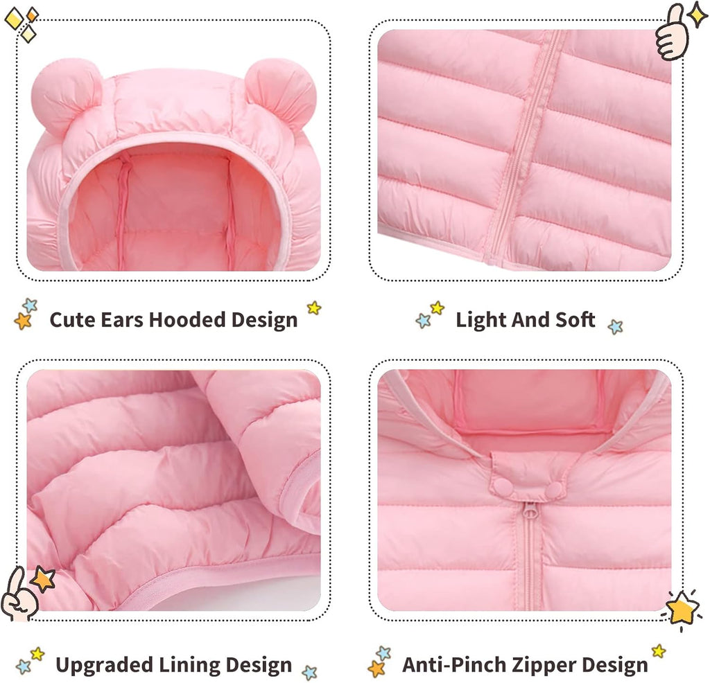 Baby Boys Girls Winter Coats Toddler Bear Hoods Down Jacket Infant Kids Light Puffer Padded Outwear