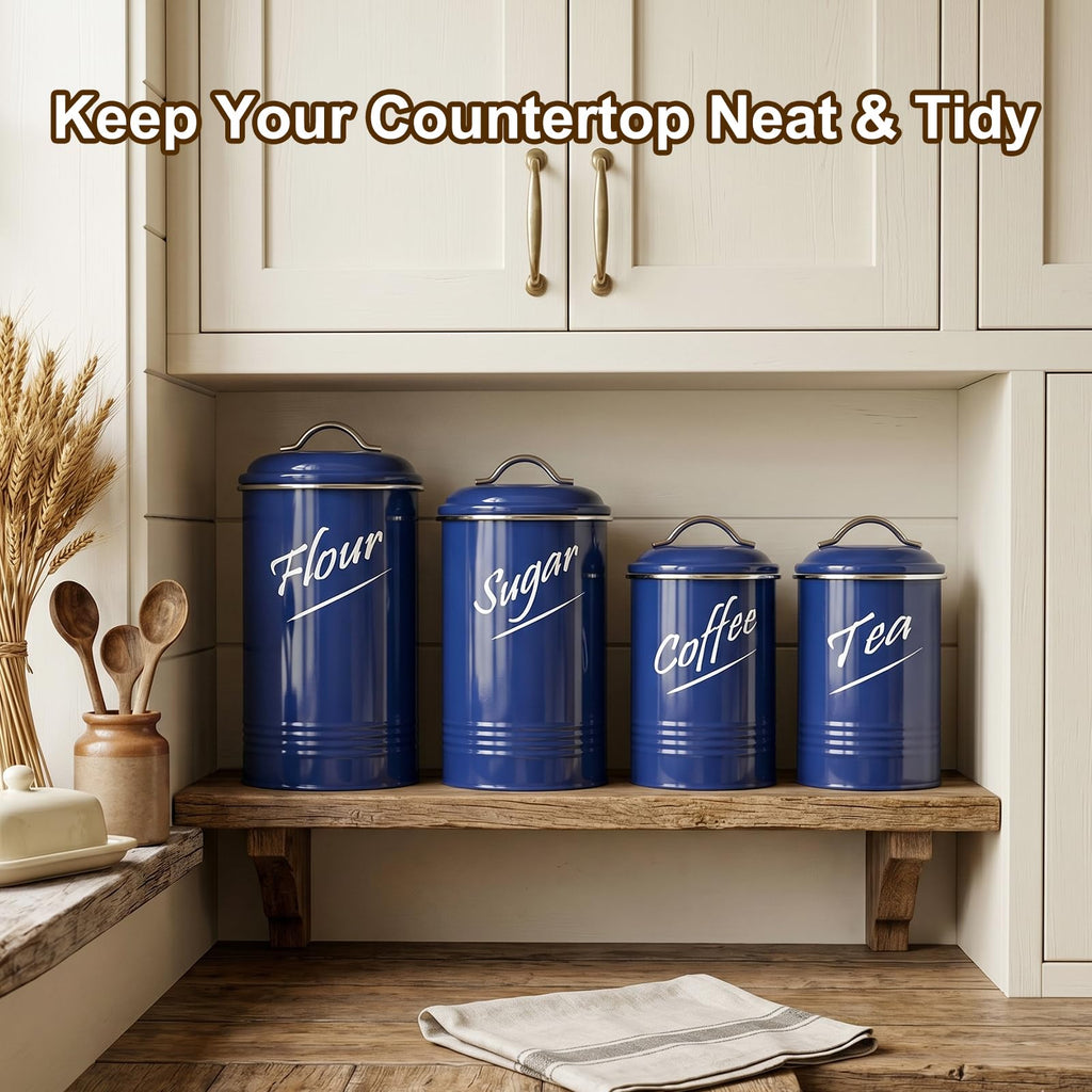 Kitchen Canisters Sets for Countertop-Set of 4, Navy Blue