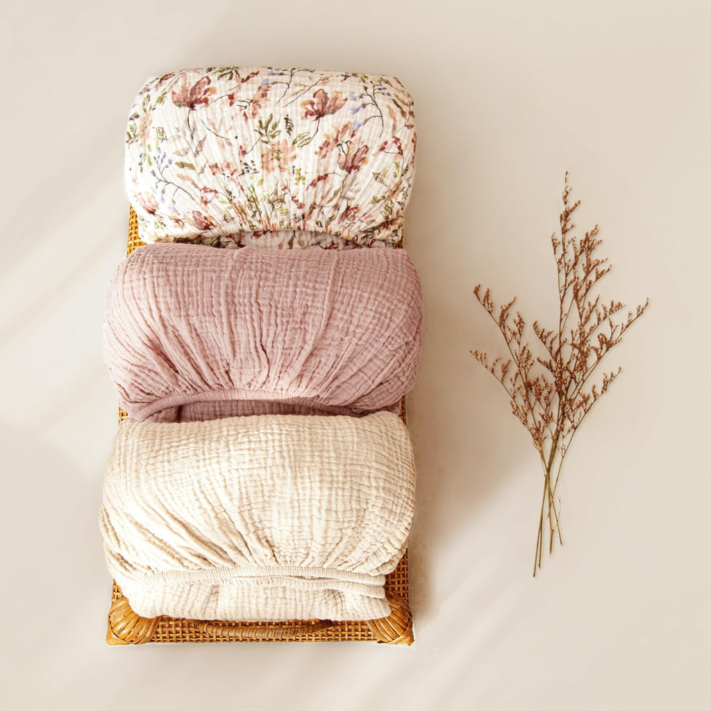 Muslin Mini Crib Sheets: Pack and Play Sheets 38" x 26"