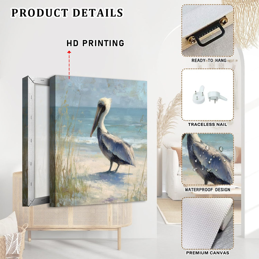 Watercolor Pelican Wall Art Decor Bohemian Bird Nature Landscape Poster Abstract Coastal Beach Wall Paintings Seaside
