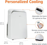 4-In-1 Portable Air Conditioner with Remote, Timer, Sleep Mode, Auto Swing, Cool/Heat/Dry/Fan-Only Functions