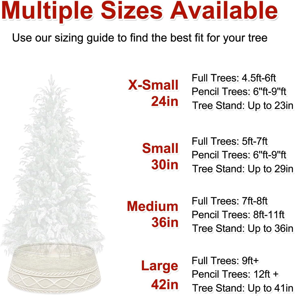 Christmas Tree Collar, 30'' Knit Xmas Tree Collar, Christmas Tree Collars for Artificial Trees, 11" Extra Tall Tree