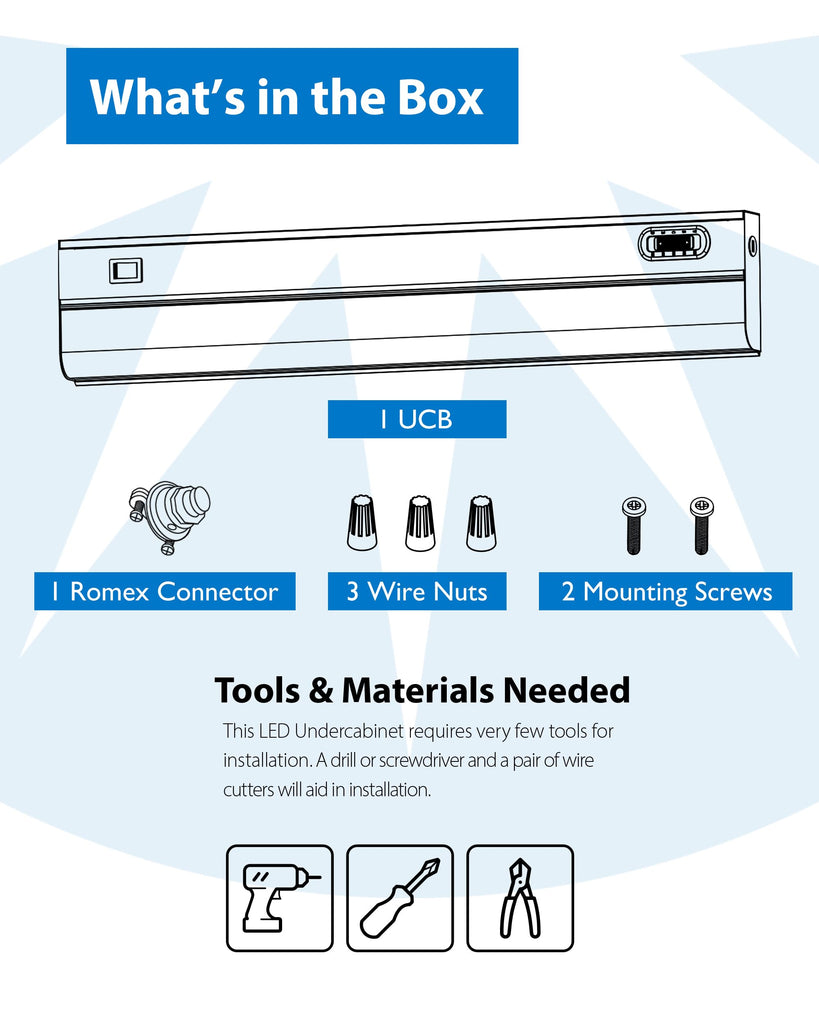 33" LED Direct Wire Under Cabinet Light with On/Off Switch - LED Lights - Selectable CCT 2700K-5000K, 952-1008