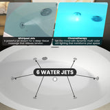 71" Acrylic Freestanding Whirlpool Bathtub, Oval Jetted Soaking Tub with 6 Water Jets & 7-Color LED Lights
