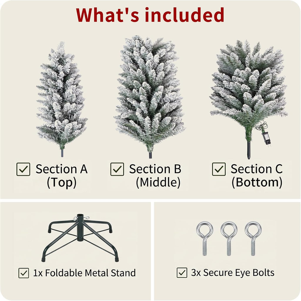 Pre-Lit Slim Pencil Flocked Artificial Christmas Tree with Lights