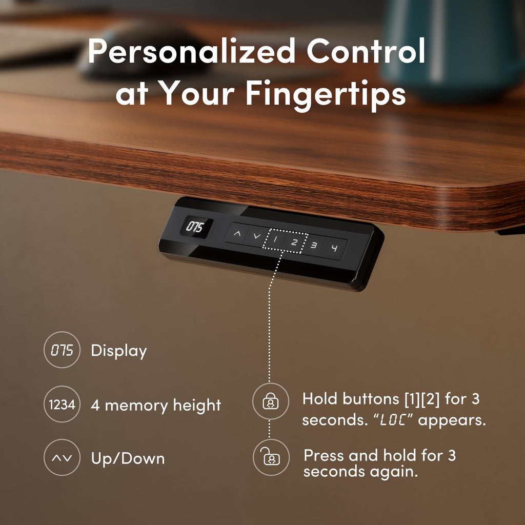 48 x 24 Electric Standing Desk Height Adjustable, Walnut
