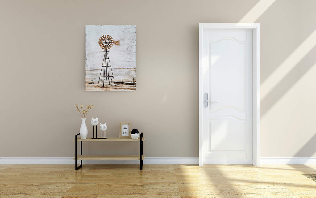 Windmill Wall Decor Modern Rustic Canvas Wall Art Paintings with Textured Contemporary Abstract Artwork Pictures