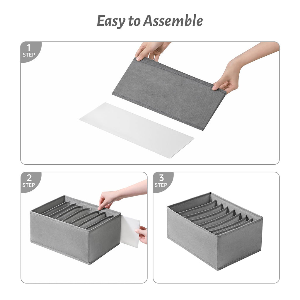 4 Packs T-shirt Drawer Organizers for Clothing, 8 Grids Compartment Storage Box Wardrobe Clothes Organizer, Clothes