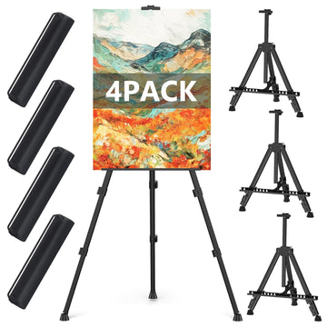 Easel Stand for Sign, 66" Easels Stand for Painting Heavy Duty, Portable Travel Easel for Display (4 Pack)