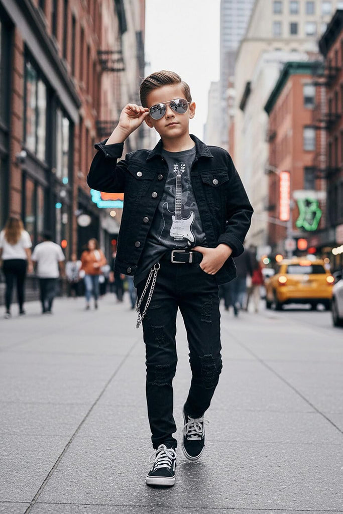 Boy's Skinny Fit Ripped Destroyed Distressed Stretch Slim Jeans Pants