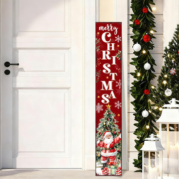 Christmas wooden porch sign Vertical hanging decorations Merry Christmas Decor sign front door standing 47x7.8Inch
