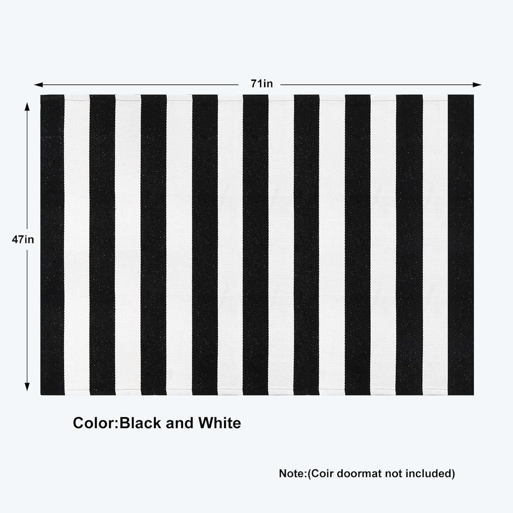 Black and White Buffalo Plaid Outdoor Rug Fall Patio Floor Carpet