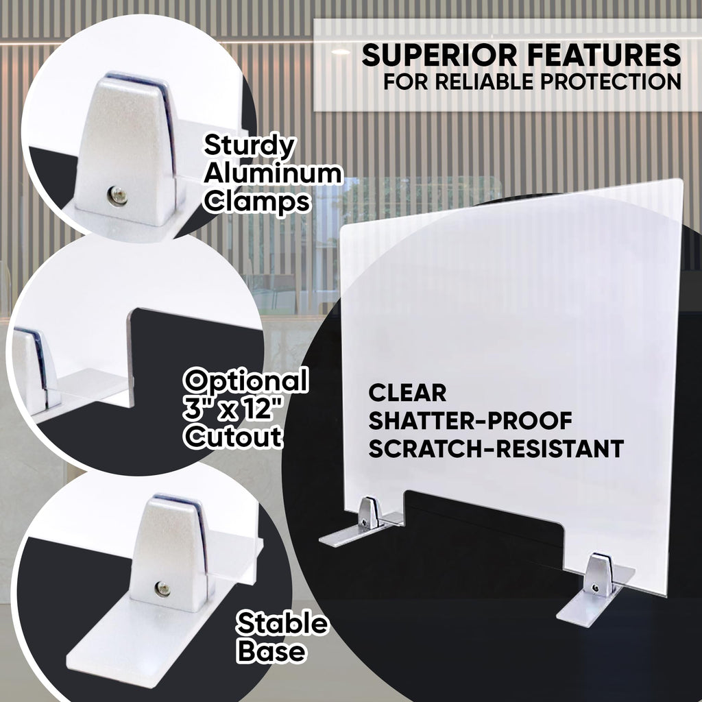 Plexiglass Table Top Sneeze Guard - Desk Divider for Students, Office, Transactions - Acrylic Shield | (24" x 36"